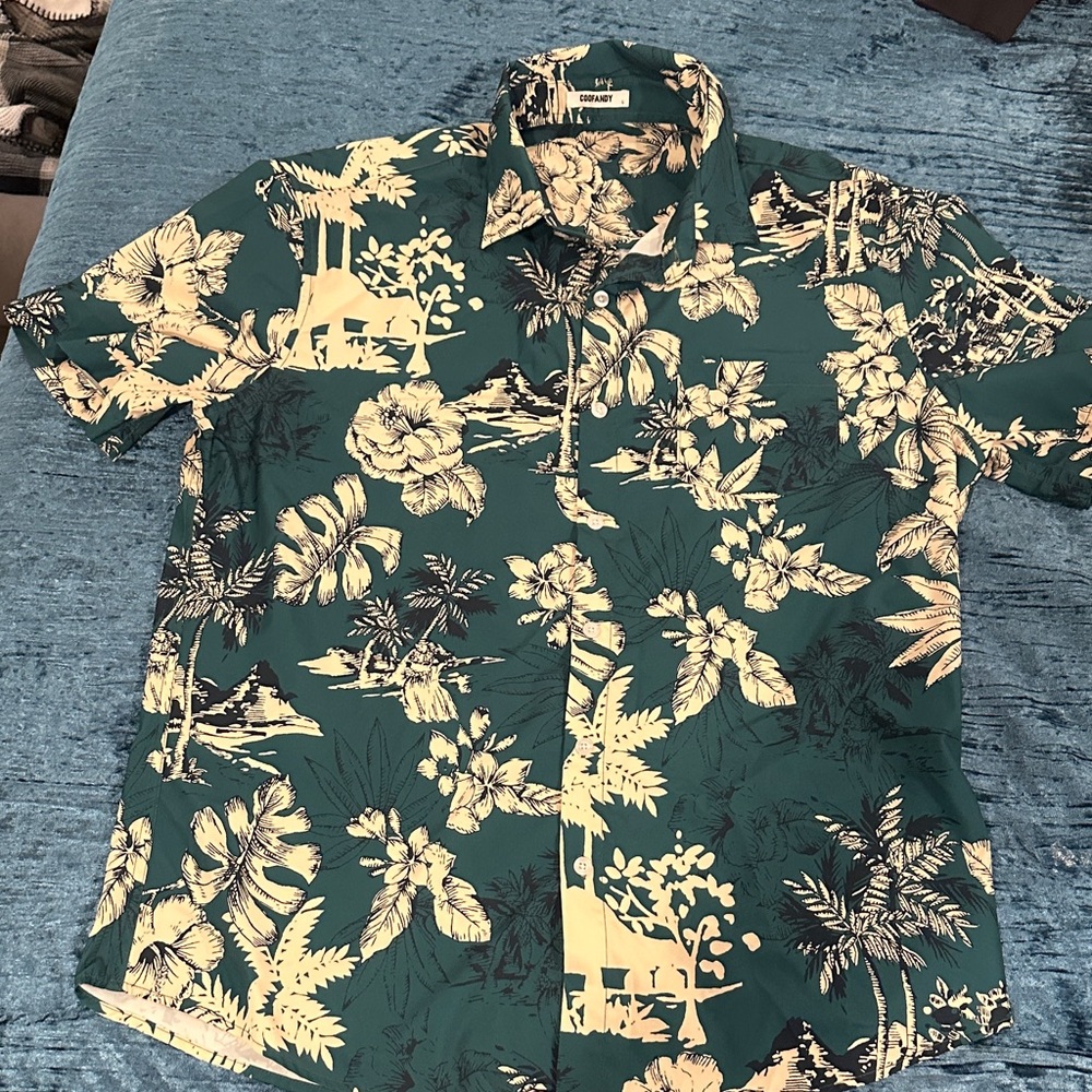 Tropical Green Floral Men's Shirt